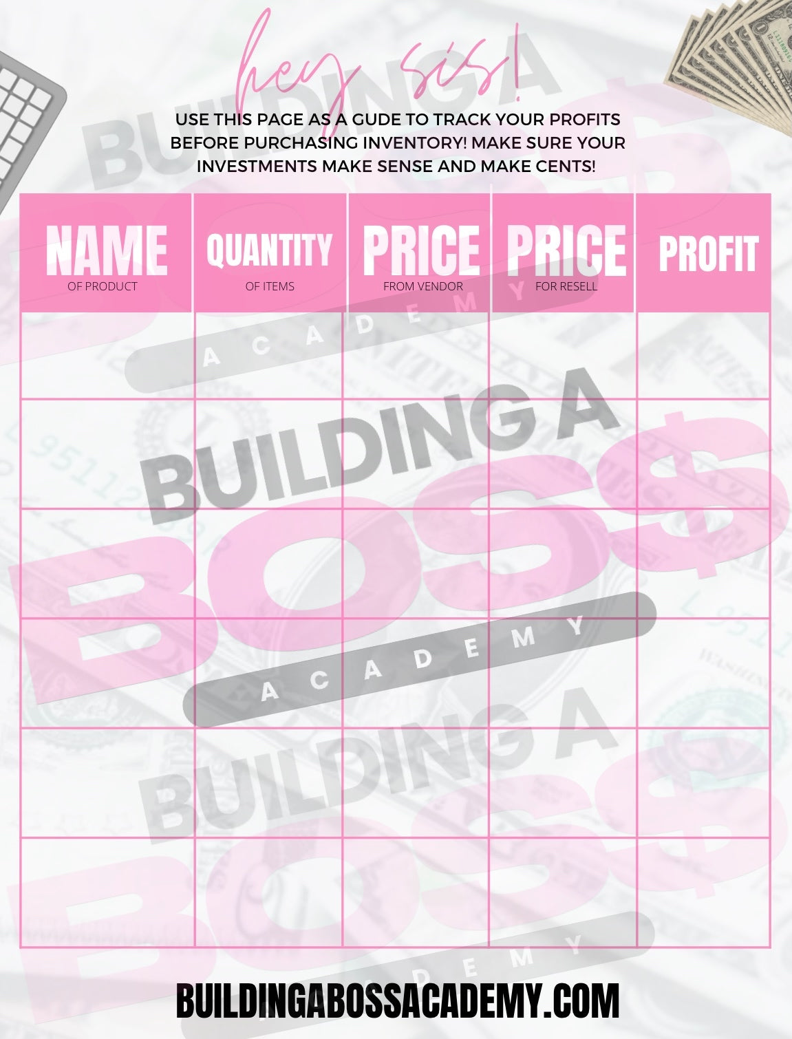 Profit Tracking Sheet!